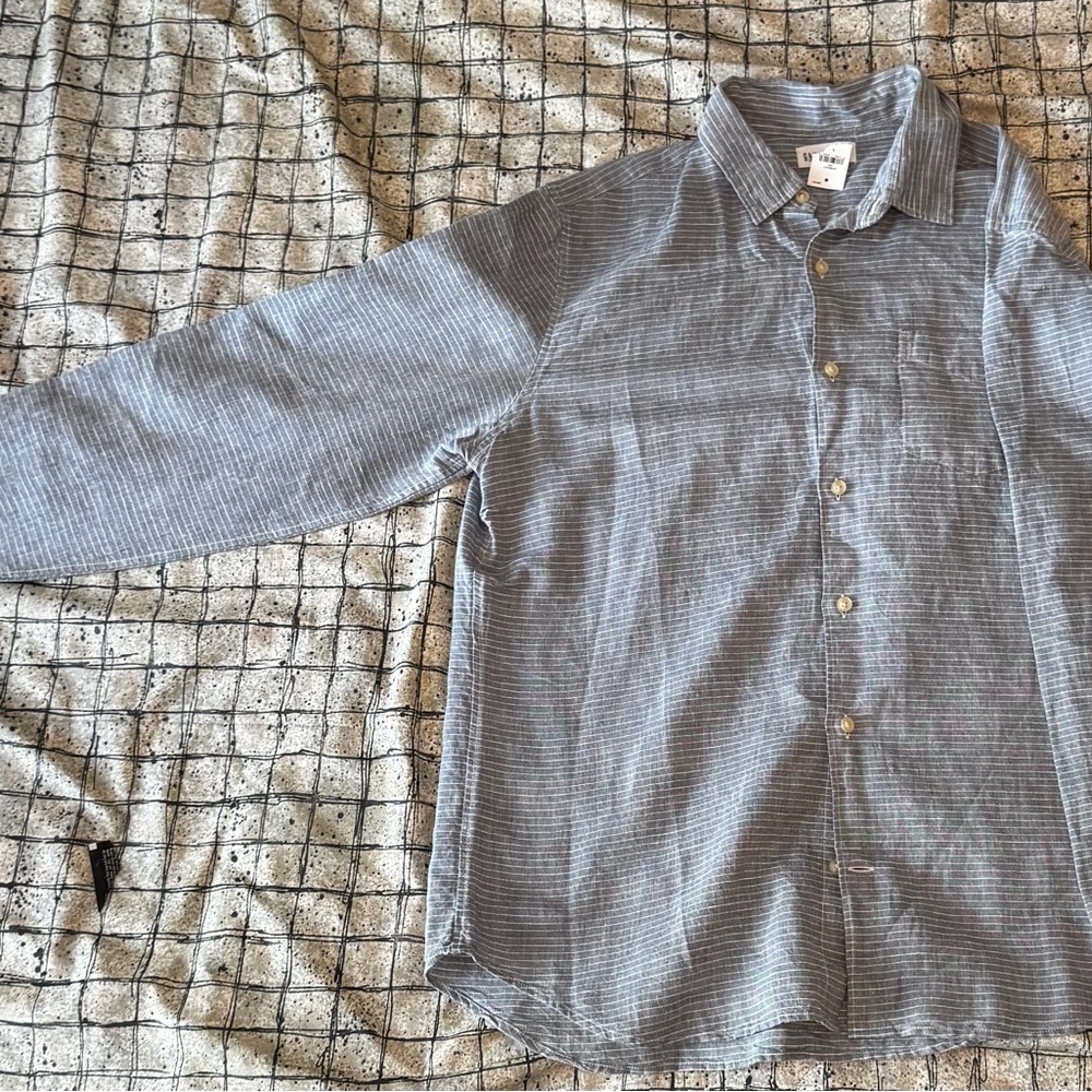 GAP Blue and White Striped Linen Shirt